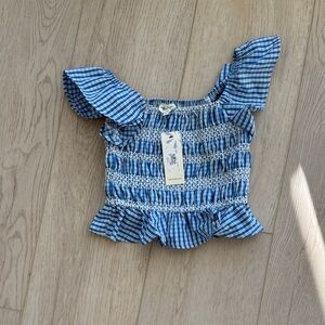 Francesca’s Blue Checkered Kids Top